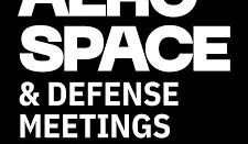 The logo features bold text highlighting the Aerospace & Defense Meetings in Sevilla on a black background.