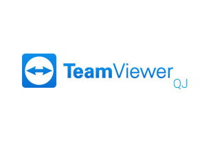 The image shows the TeamViewer logo with "QJ" in blue on a white background.