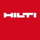 The image features the bold white Hilti logo centered on a striking red background.