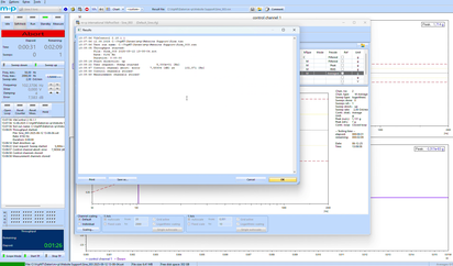 A software interface displays data analysis results with no errors, highlighting successful data processing and storage.