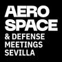 The logo features bold text highlighting the Aerospace & Defense Meetings in Sevilla on a black background.