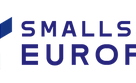 The SmallSat Europe logo features blue and yellow geometric shapes alongside bold blue text on a white background.