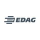 The image features the EDAG logo with stylized text and dynamic horizontal lines, representing innovation and engineering.