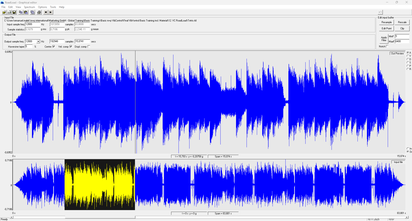 A digital waveform editor displays blue and yellow waveforms for efficient signal processing analysis.