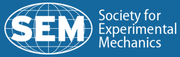 The SEM logo features a globe with "Society for Experimental Mechanics" text on a blue background.